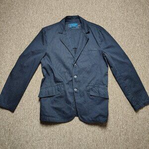 TRIPP NYC Jacket Men M Pinstripe Blue Cotton Blazer Gothic Streetwear Tailored